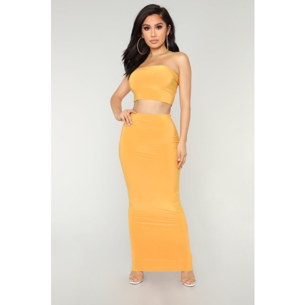 FashionNova Two Piece Mustard Set
